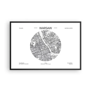 Plakat i sort ramme - Warszawas anatomi - 91x61 cm