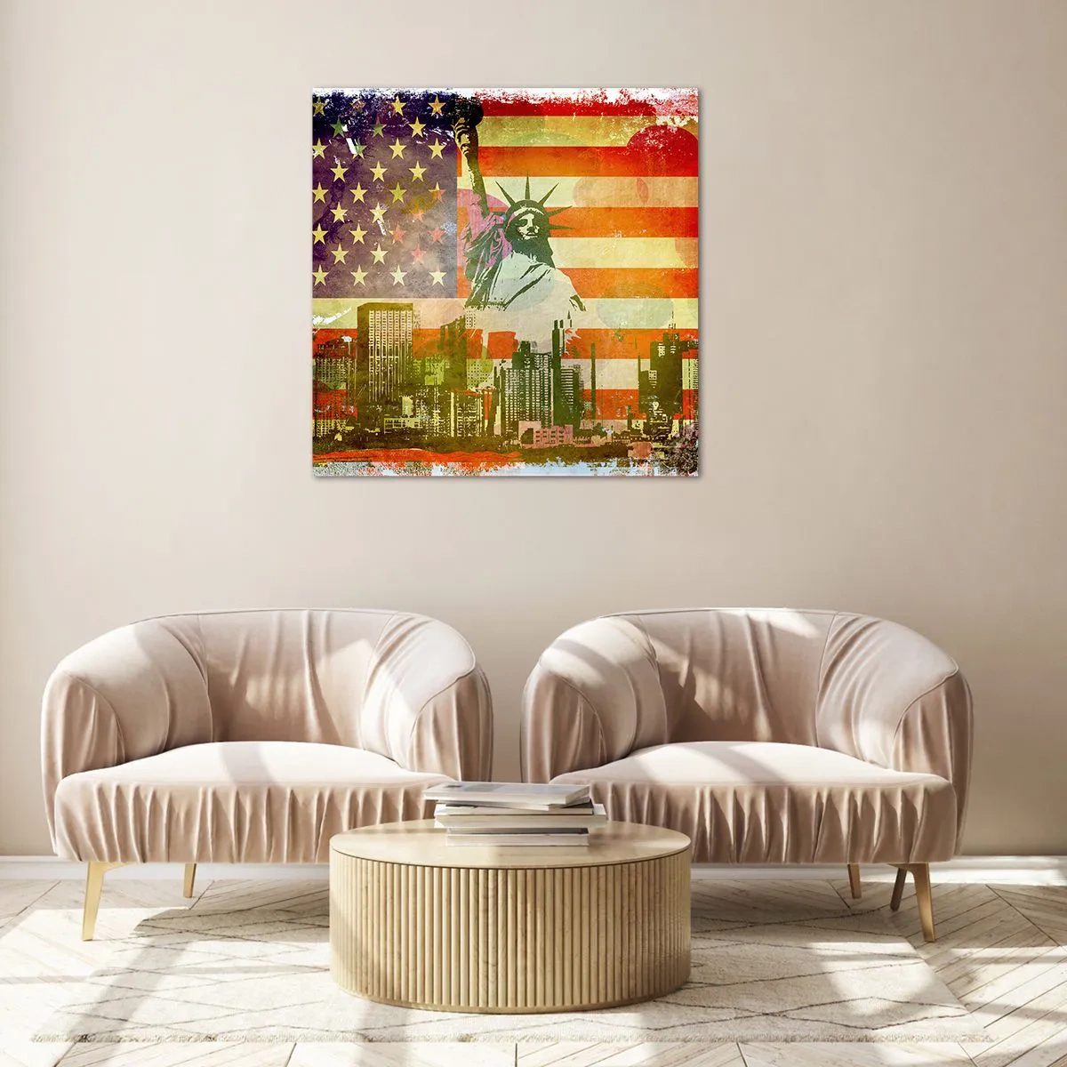 Billede på glas - Viva America! - 40x40 cm
