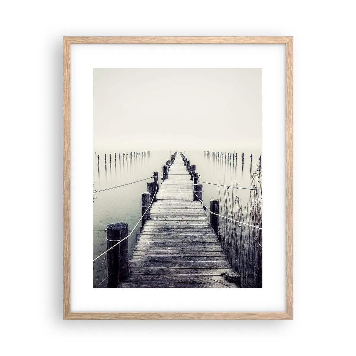 Plakat i ramme af lyst egetræ - Fordyb dig i fred - 40x50 cm