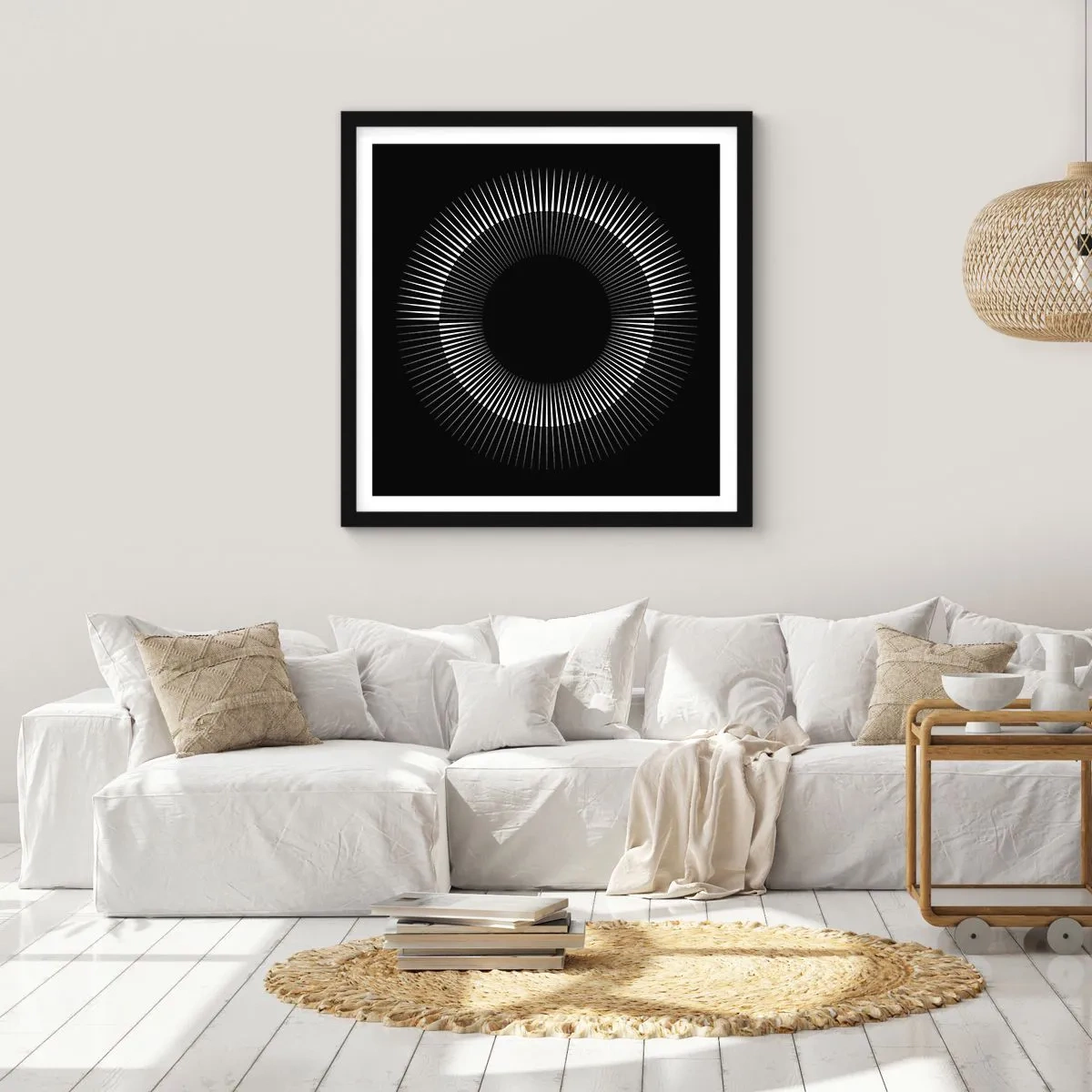 Plakat i sort ramme - Sort sol - 30x30 cm