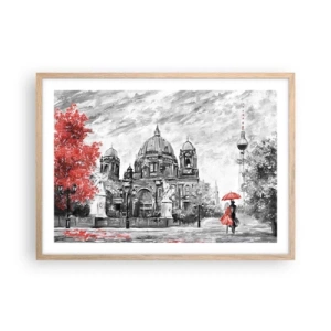 Plakat i ramme af lyst egetræ - Møde i Berlin - 70x50 cm