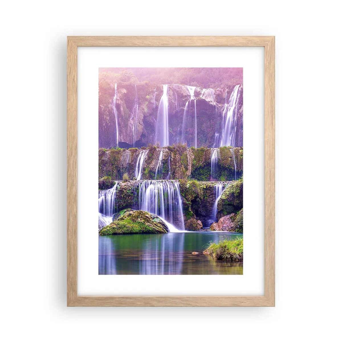 Plakat i ramme af lyst egetræ - Trappe til himlen - 30x40 cm