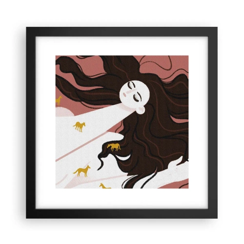 Plakat i sort ramme - Drøm om en gylden hest - 30x30 cm