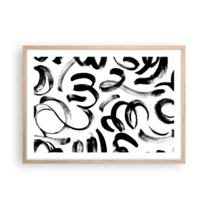 Plakat i ramme af lyst egetræ - I sort og hvidt - 70x50 cm