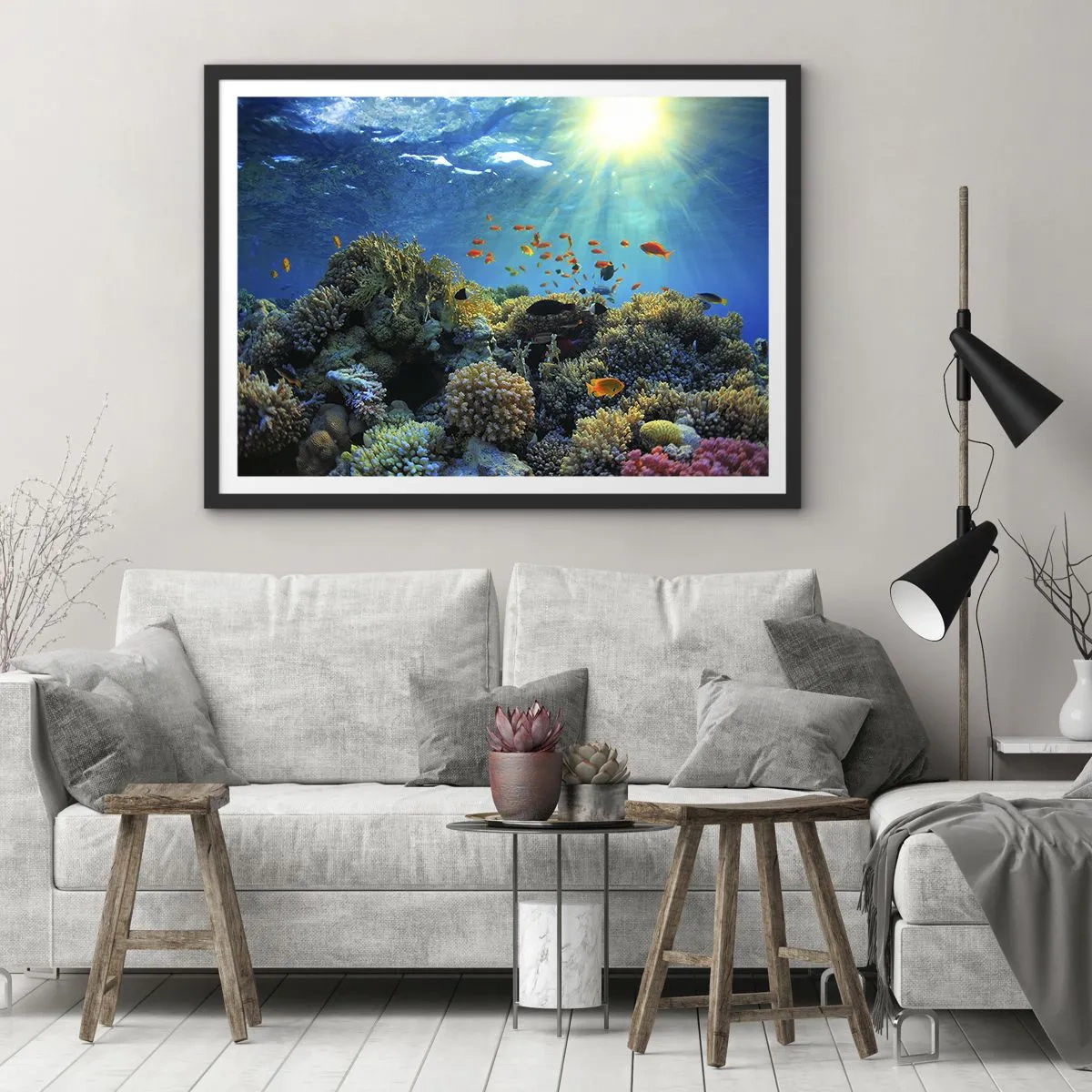 Plakat i sort ramme - Undervandsskatte - 70x50 cm