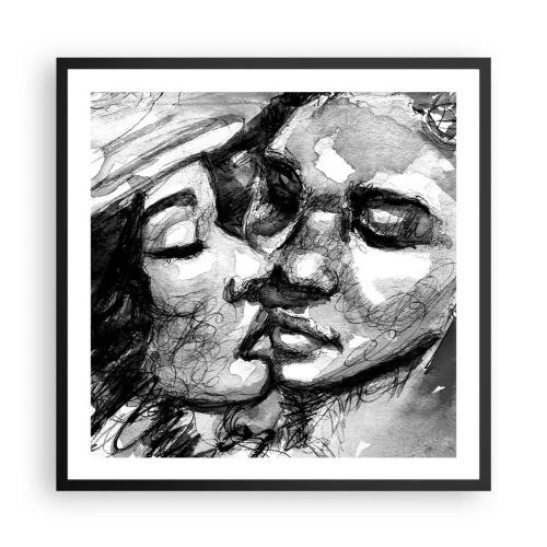 Plakat i sort ramme - Et ømt øjeblik - 60x60 cm