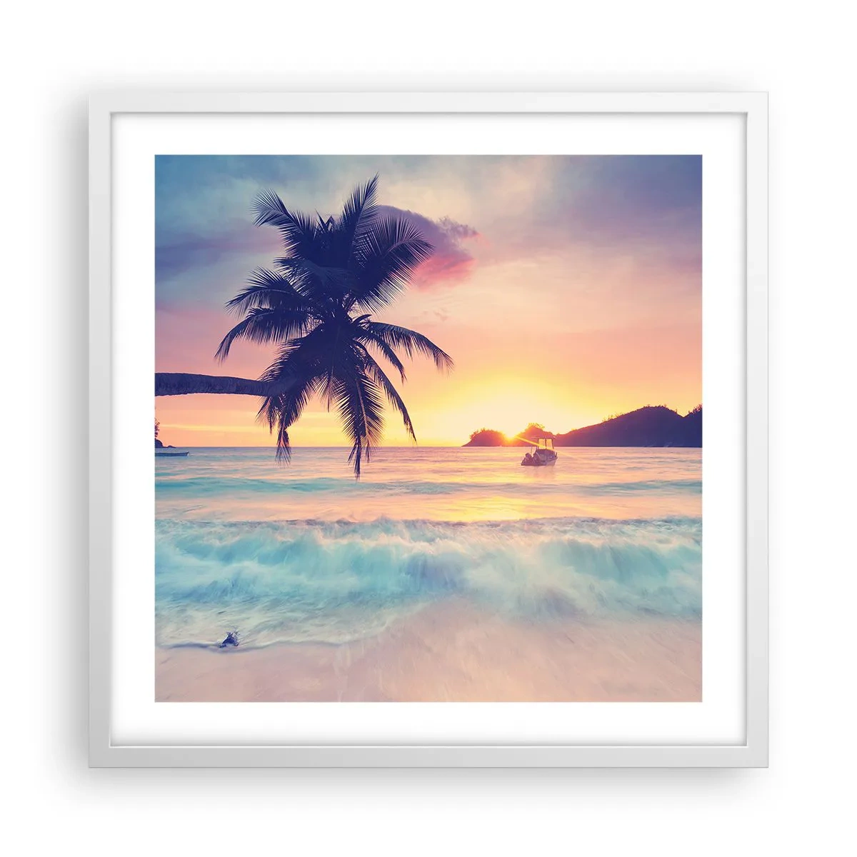 Plakat i hvid ramme - En aften i bugten - 50x50 cm