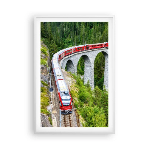 Plakat i hvid ramme - Udsigt over bjergene til gengæld - 61x91 cm