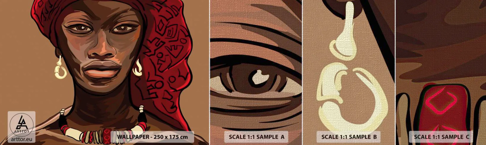 Prøve Fototapet Premium Canvas - Ibenholt Venus - Kvinde, Afrika, Kultur - 100x30 cm