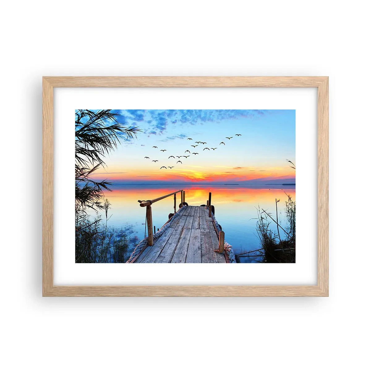 Plakat i ramme af lyst egetræ - Tid til at tage tilbage... - 40x30 cm