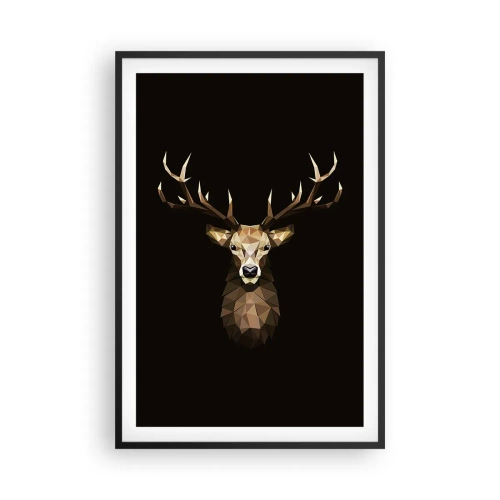 Plakat i sort ramme - Kubistisk hjort - 61x91 cm