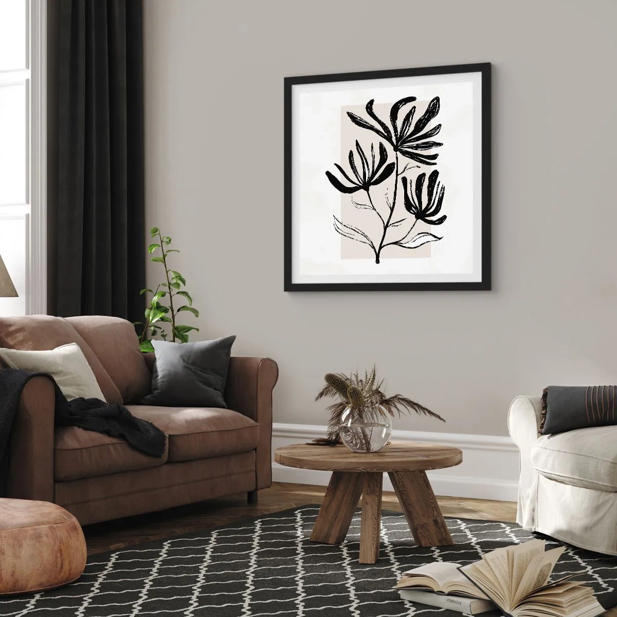 Plakat i sort ramme - Skitse til et herbarium - 30x30 cm