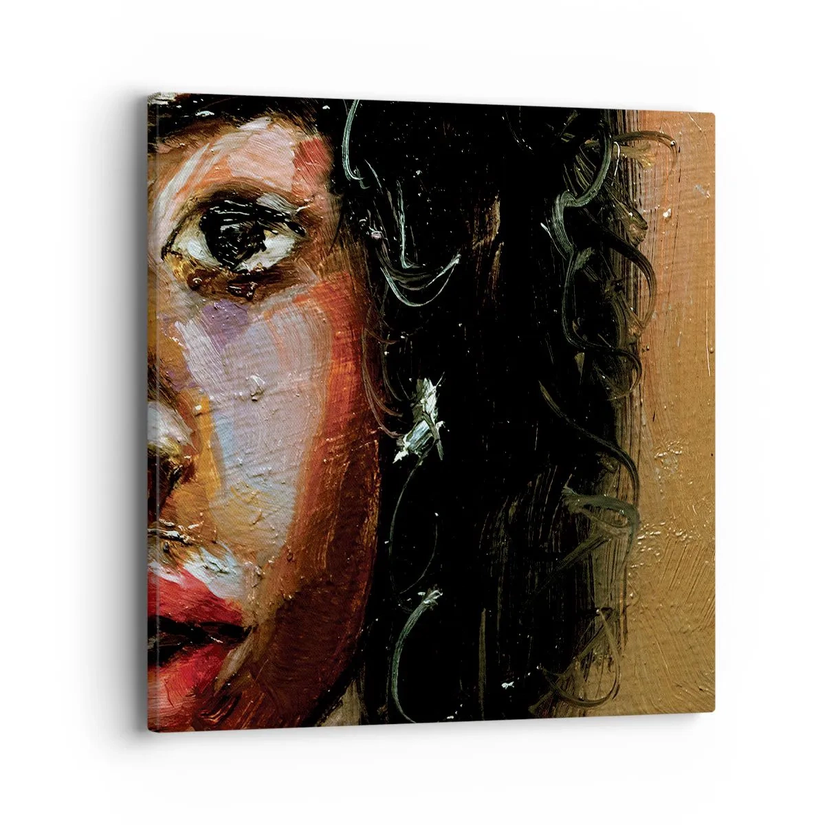 Lærredstryk - Billede på lærred - Sort og glitter - 40x40 cm