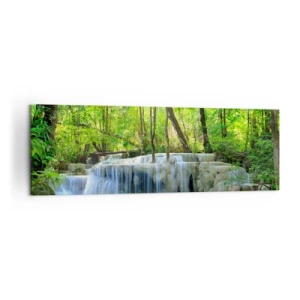 Lærredstryk - Billede på lærred - Drukner i turkis og grønt - 160x50 cm