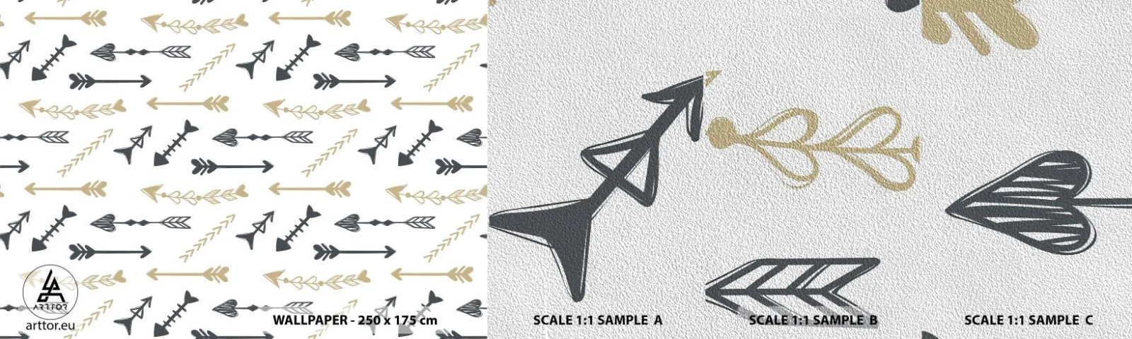 Prøve Fototapet Premium Sand - Skyttens drøm - Abstraktion, Pil, Boho - 100x30 cm