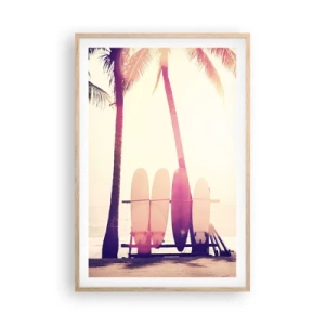 Plakat i ramme af lyst egetræ - Det bliver en fantastisk dag - 61x91 cm