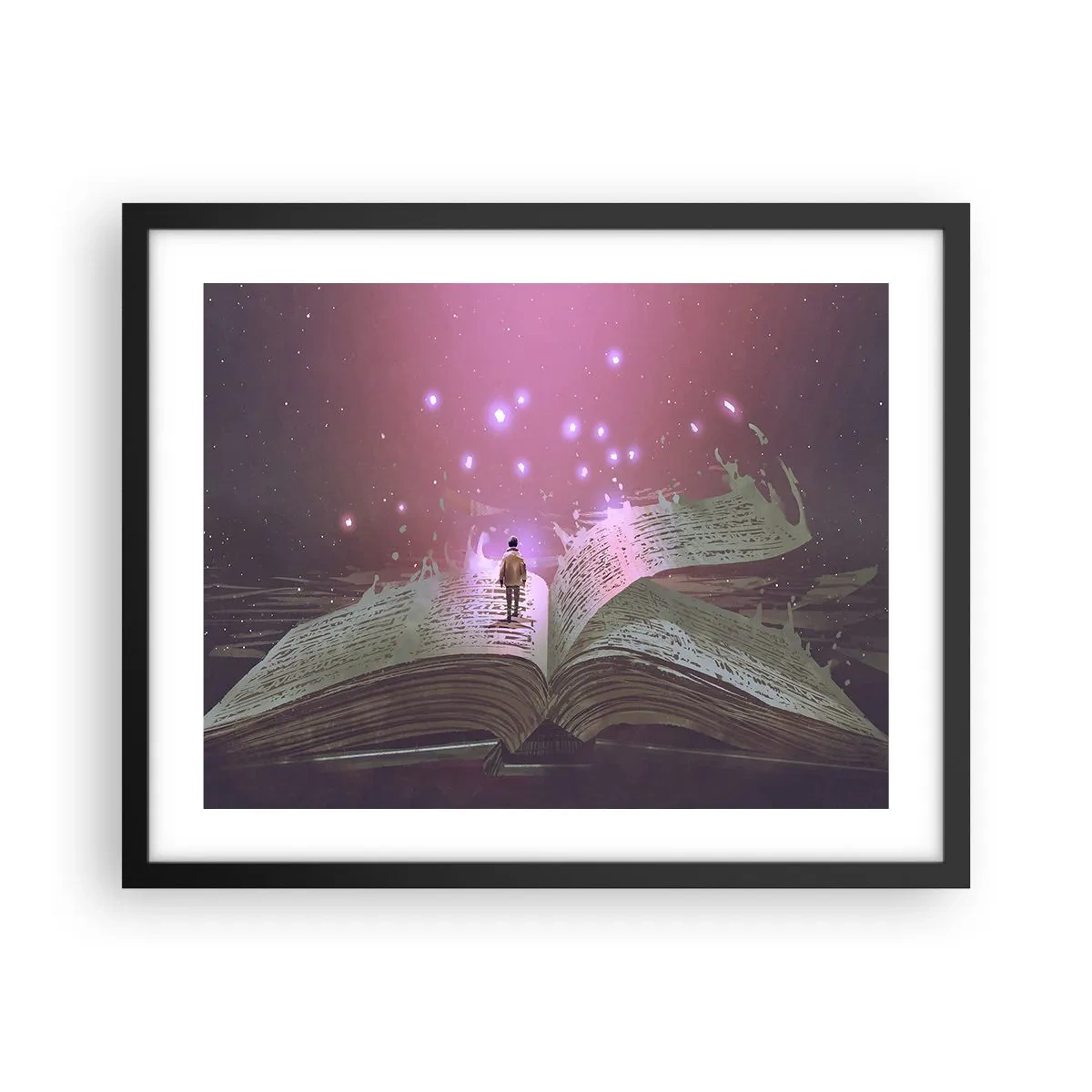 Plakat i sort ramme - En invitation til en anden verden - læs den! - 50x40 cm