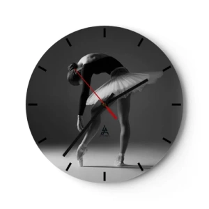 Vægur, Uret - Sort og hvid ballerina i en klassisk dansepositur - 30x30cm - Bella balerina - Moderne vægdekoration til stue, køkken og soveværelse ARTTOR