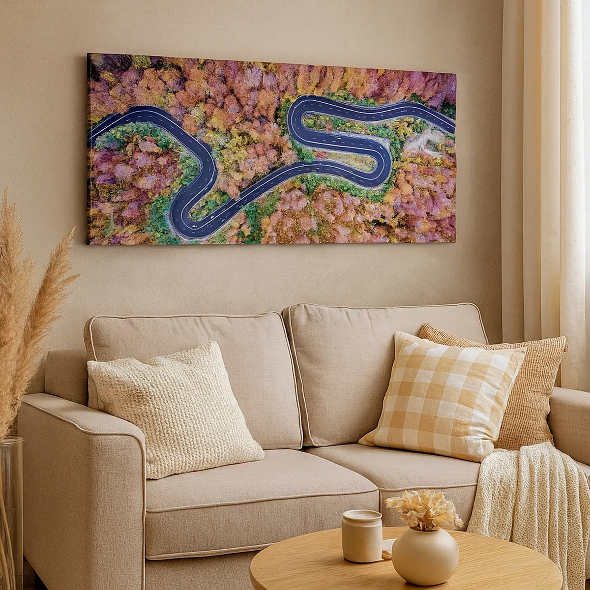 Lærredstryk - Billede på lærred - En snoet vej gennem skoven - 30x30 cm