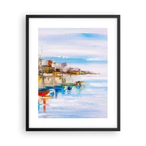 Plakat i sort ramme - Flerfarvet urban havn - 40x50 cm