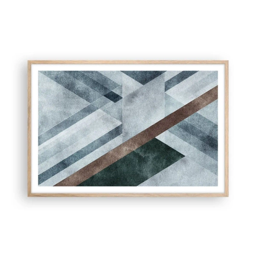 Plakat i ramme af lyst egetræ - Sofistikeret elegance i geometri - 91x61 cm
