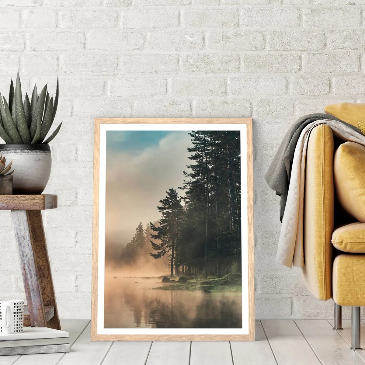 Plakat i ramme af lyst egetræ - En dags fødsel - 40x50 cm