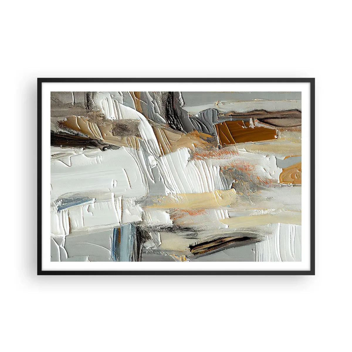 Plakat i sort ramme - Farverige lagdelinger - 100x70 cm