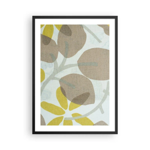 Plakat i sort ramme - Delikat botanisk grafik i naturlige farver - 50x70cm - Komposition i solskinnet - Moderne vægdekoration til stue og soveværelse ARTTOR