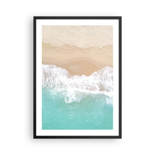 Plakat i sort ramme - En strand med udsigt over havets bølger og gyldent sand - 50x70cm - Kærlig berøring - Moderne vægdekoration til stue og soveværelse ARTTOR