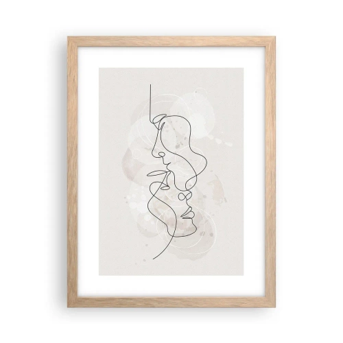 Plakat i ramme af lyst egetræ - Omfavnet i en omfavnelse - 30x40 cm