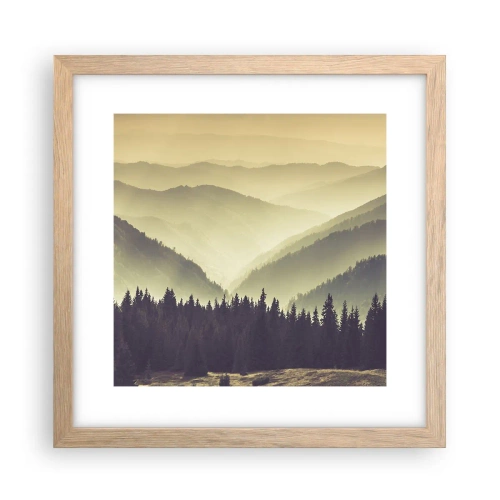 Plakat i ramme af lyst egetræ - Bag de syv bjerge... - 30x30 cm