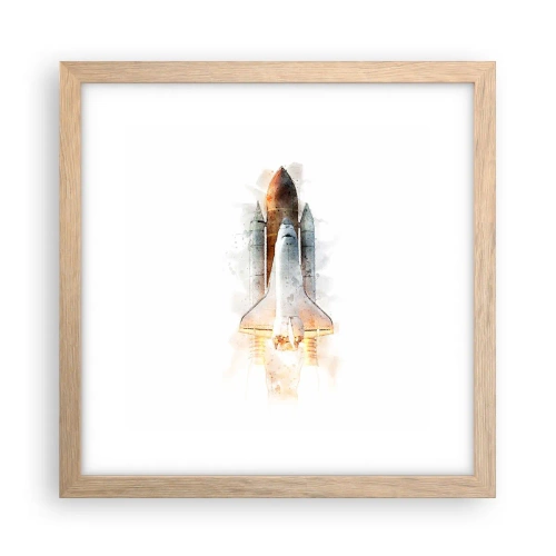 Plakat i ramme af lyst egetræ - Opdagelsesrejsende i starten - 30x30 cm