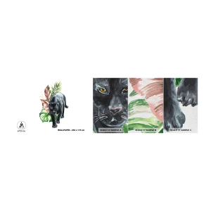 Prøve Fototapet Premium Canvas - Vild i hjertet - Sort panter, Dyr, Natur - 100x30 cm