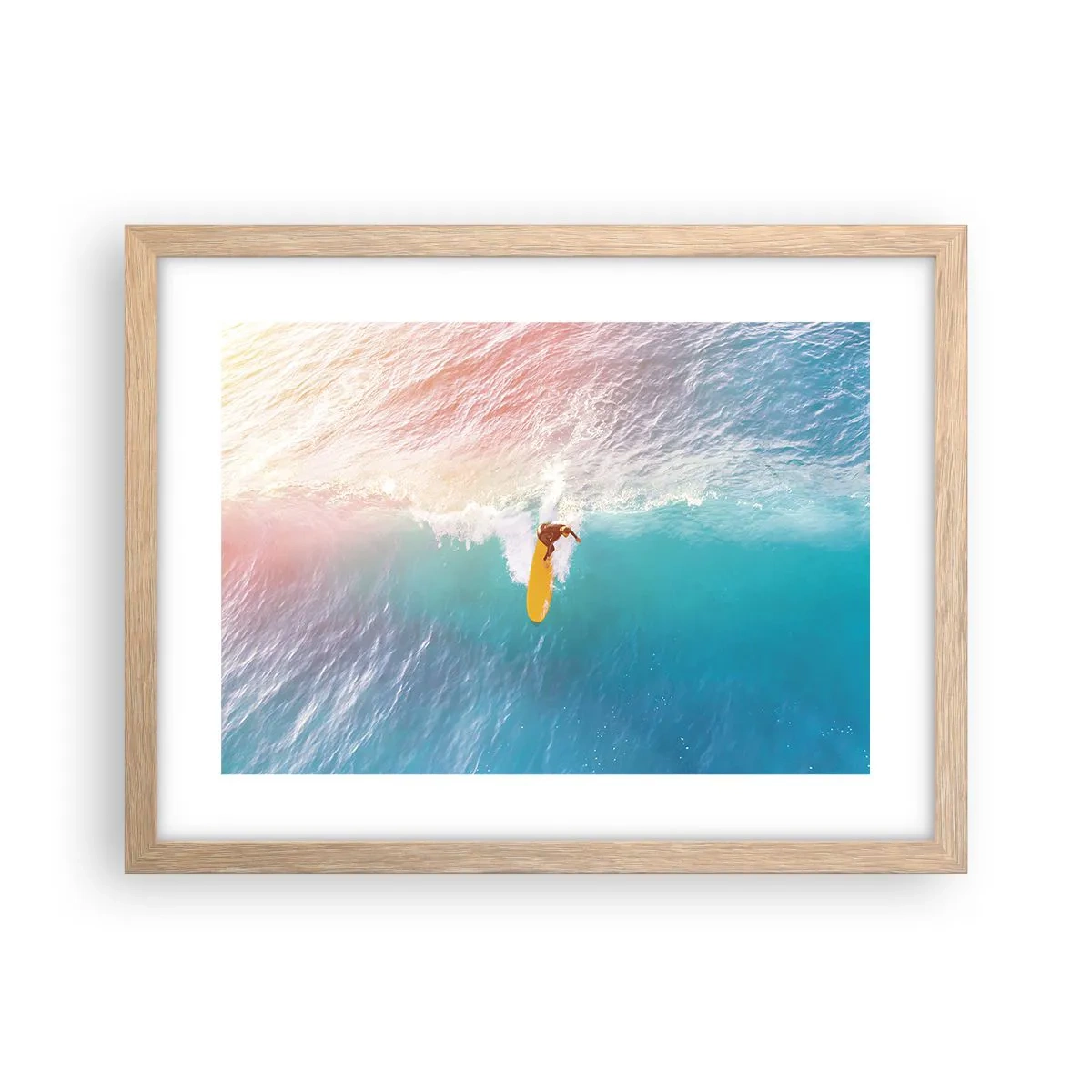 Plakat i ramme af lyst egetræ - Ocean rytter - 40x30 cm