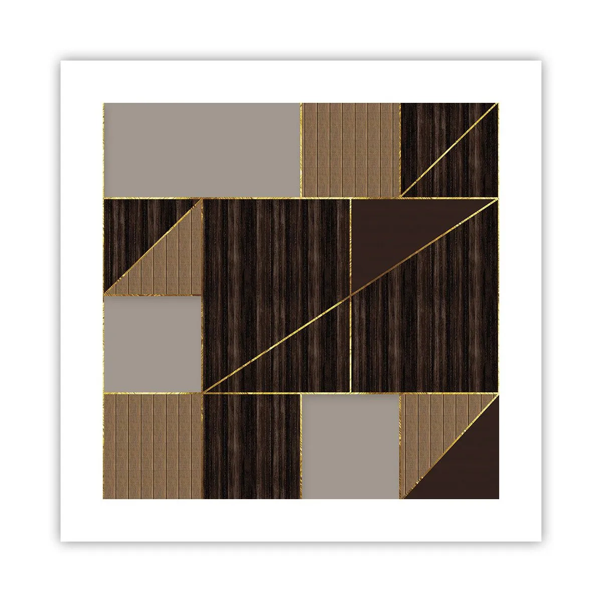 Plakat - En mosaik af brune og gyldne farver - 40x40 cm