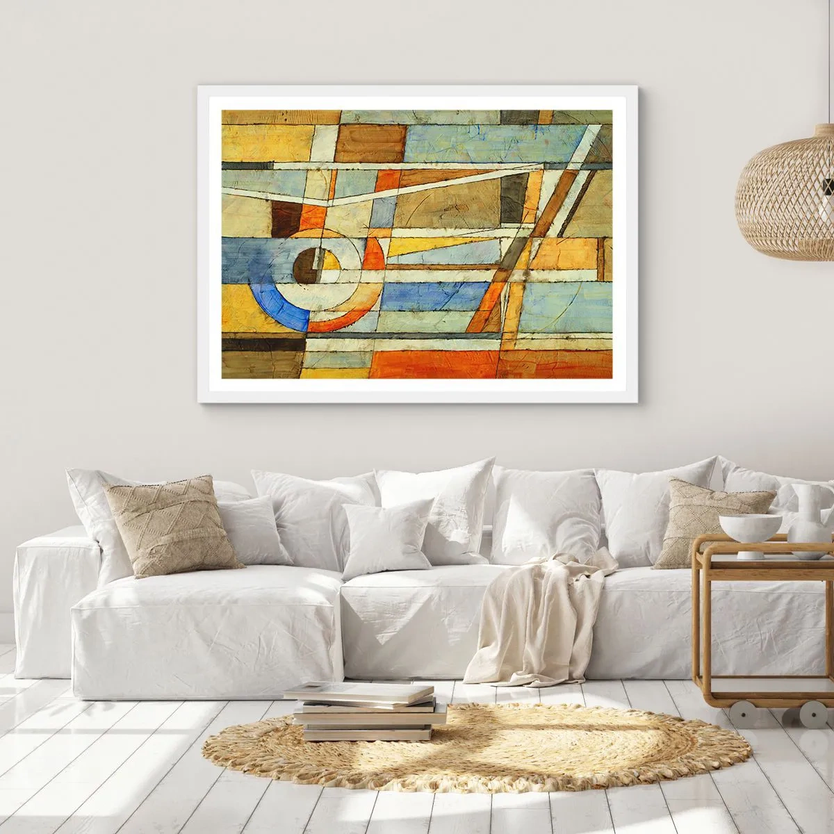 Plakat i hvid ramme - Kubisme på en byggeplads - 100x70 cm