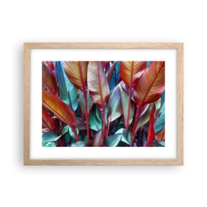 Plakat i ramme af lyst egetræ - Farverigt krat - 40x30 cm