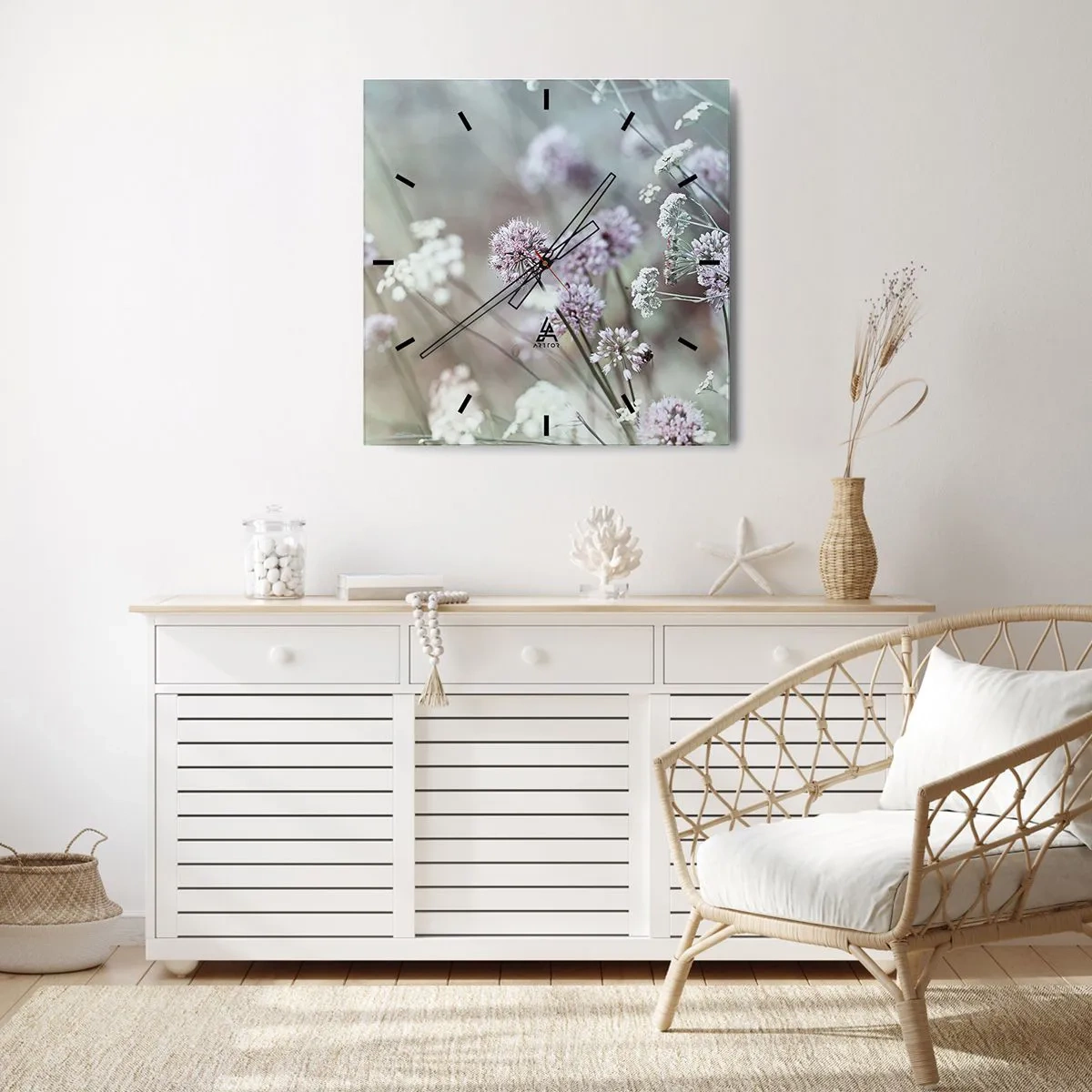 Vægur, Uret - Søde filigranurter - 40x40 cm