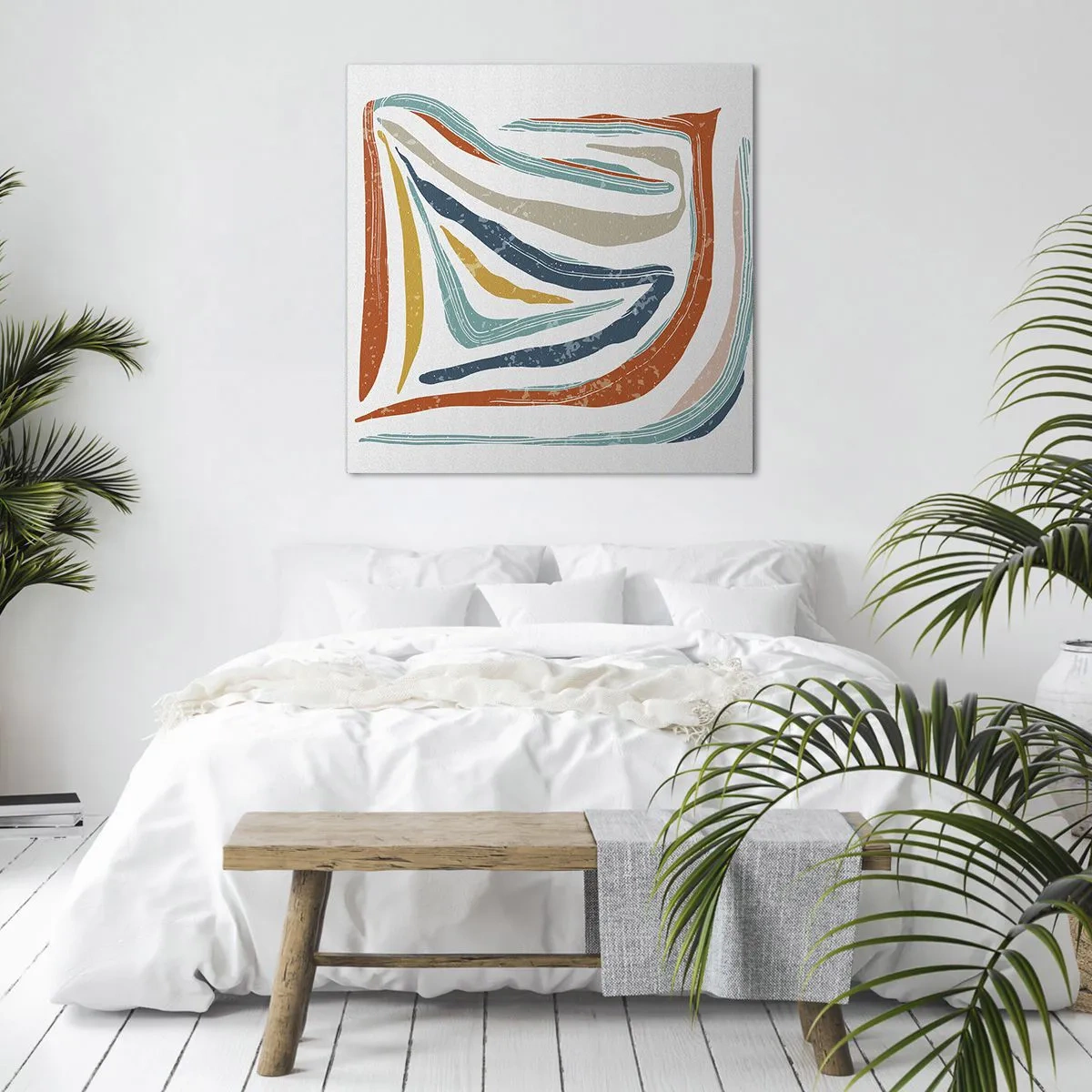 Lærredstryk - Billede på lærred - Venligt smilende abstraktion - 70x70 cm