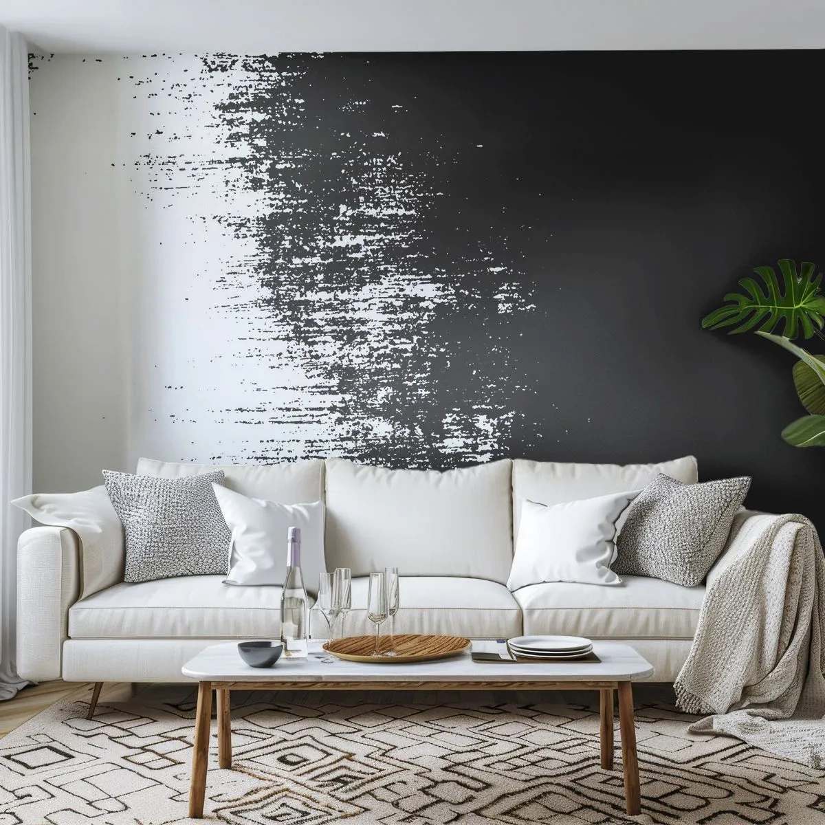 Fototapet Premium Canvas - Og vinderen er... - Abstraktion, Stykke, Sort og hvid - 250x175 cm