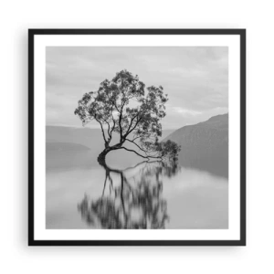 Plakat i sort ramme - Der findes et land - 60x60 cm