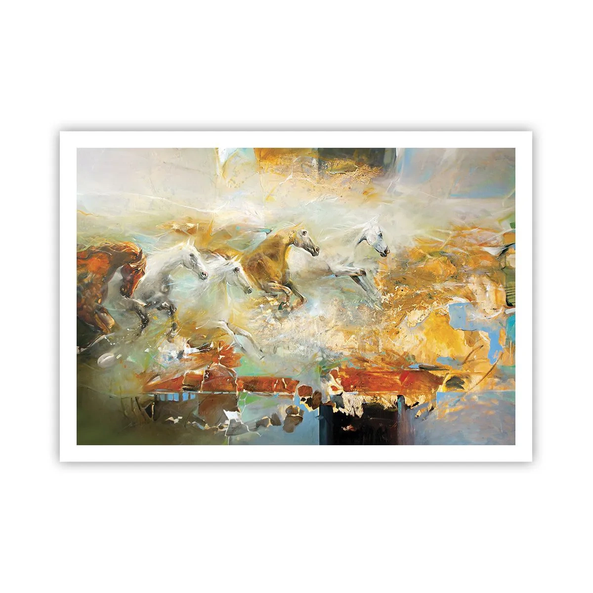 Plakat - Galopperer gennem lyset - 100x70 cm