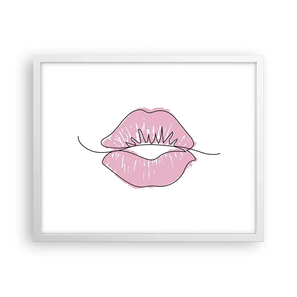 Plakat i hvid ramme - Klar til at kysse? - 50x40 cm