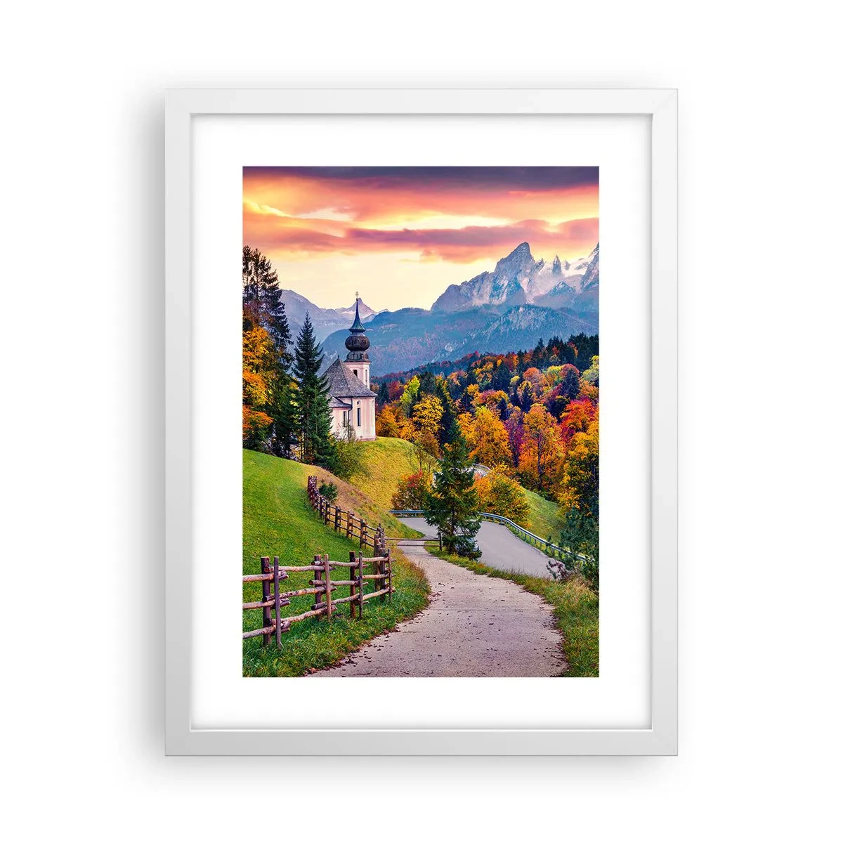Plakat i hvid ramme - Landskab som maleri - 30x40 cm