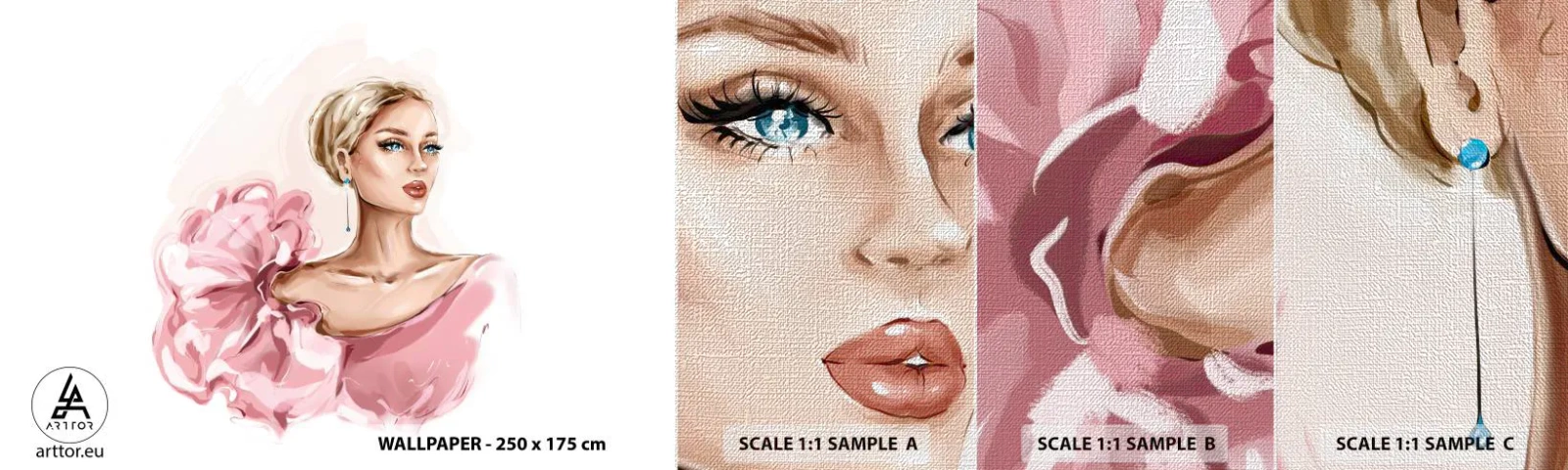 Prøve Fototapet Premium Canvas - Som malet... - Kvinde, Mode, Grafik - 100x30 cm