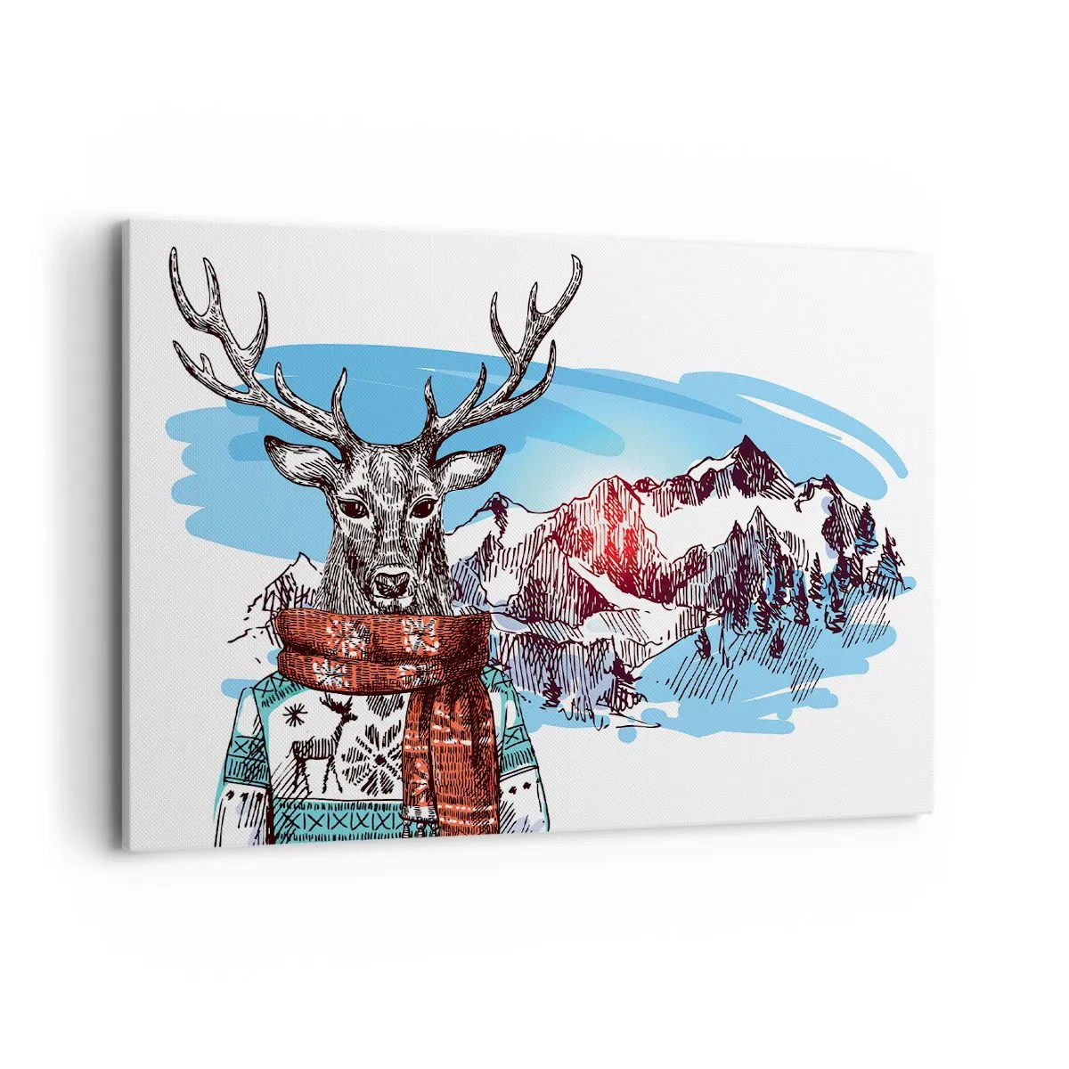 Lærredstryk - Billede på lærred - Selv et rådyr fryser ikke  - 100x70 cm