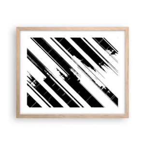 Plakat i ramme af lyst egetræ - Intens og dynamisk komposition - 50x40 cm