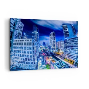 Lærredstryk - Billede på lærred - Nattens rytmer i byen - 100x70 cm