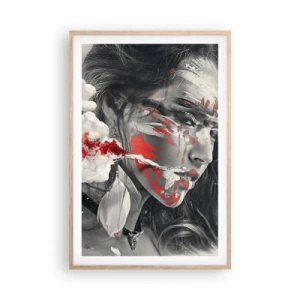 Plakat i ramme af lyst egetræ - I det absurdes damp - 61x91 cm