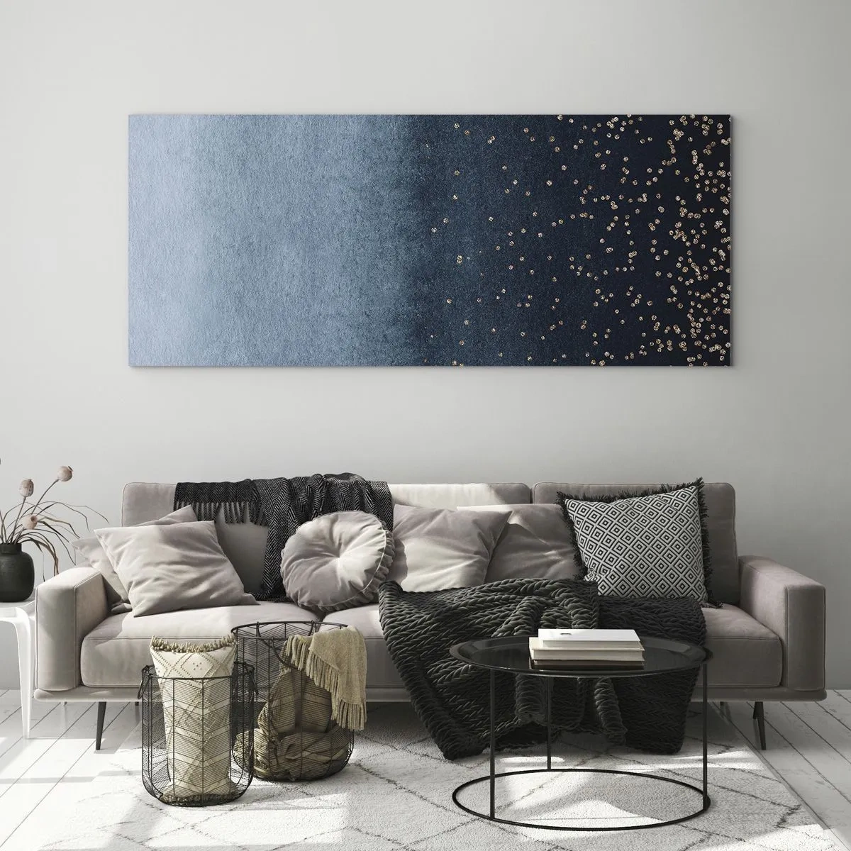 Billede på glas - Sammensætning - blå faser - 120x50 cm